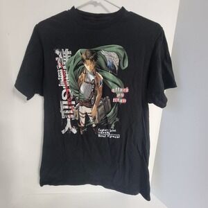 Attack On Titan Season 3 Anime T Shirt Mens M Medium Black Captain Levi.